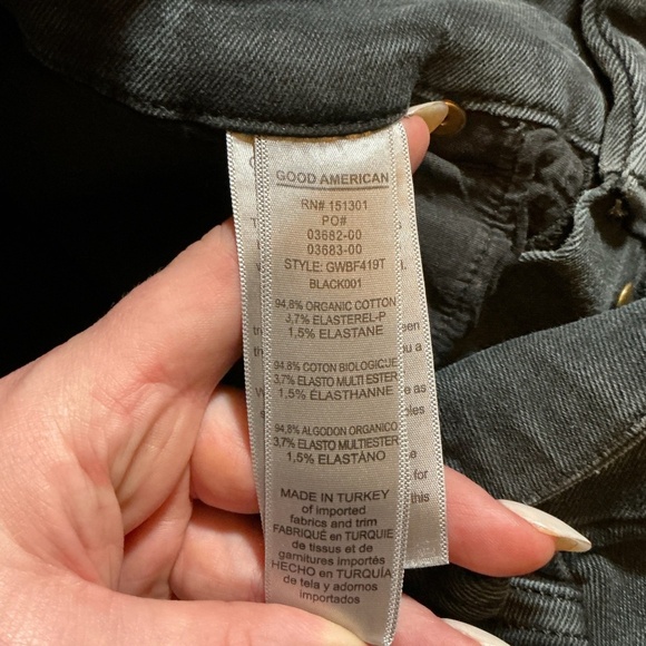 Good American Good Waist Corset Button Fly High Rise Skinny Jeans Black Size 10/ - Picture 5 of 6